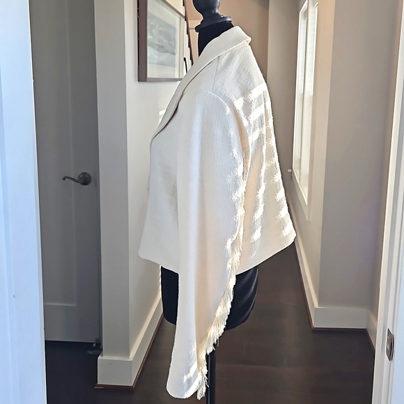 Banana Republic Jacket, Cream, Size 14 w/ fringes on back of sleeves - Picture 5 of 9